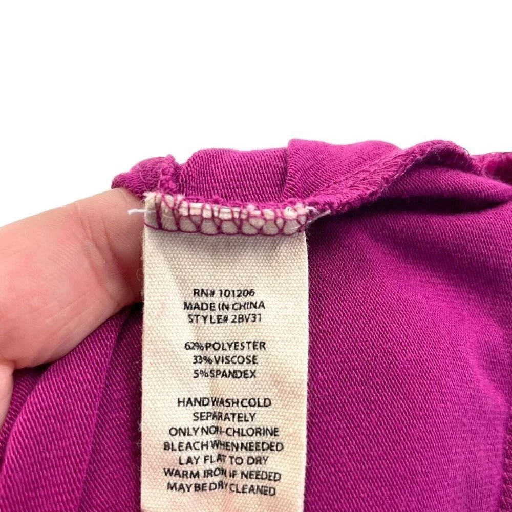 Soft Surroundings Cape-Overlay Soft V-Neck Long Sleeve Tunic Top Purple size XS